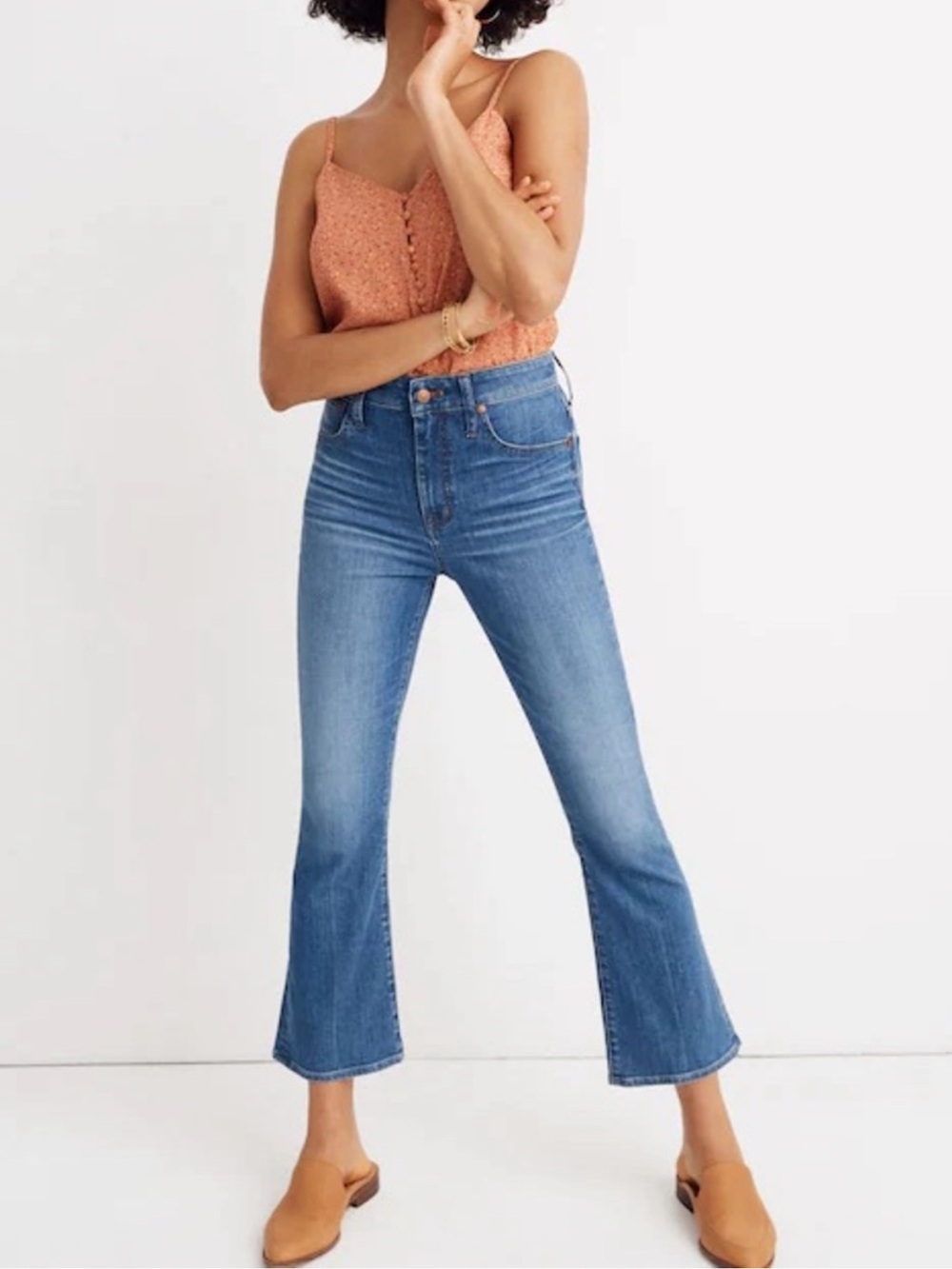 Madewell Cali Demi- Bootcut Cropped Flare Jeans in Medium Blue Wash